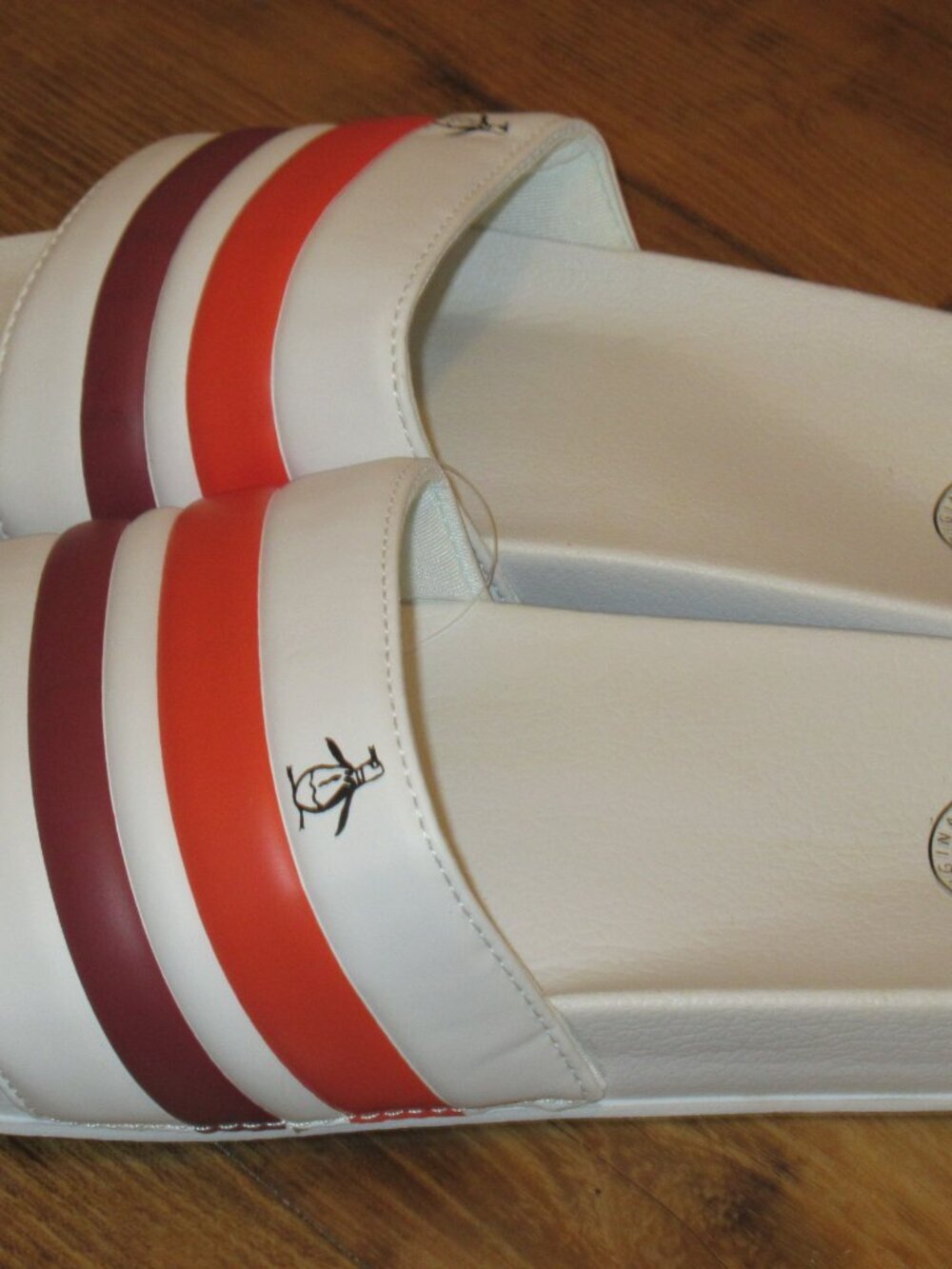 Original Penguin Men's Earle Slide Sandal White Coal Orange Red NWT Classic - Picture 6 of 9